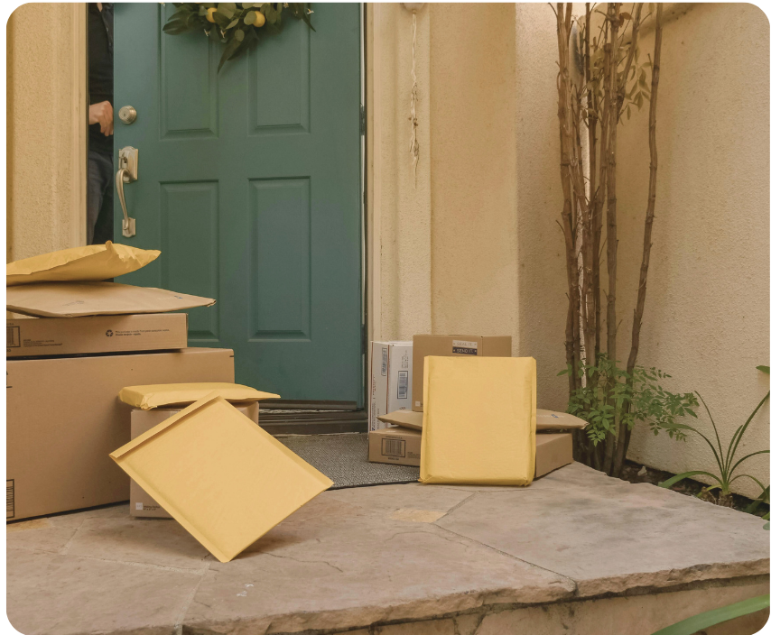 Cartons devant une porte